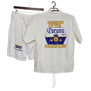 Mens Corona Beach Club Shirt Shorts Size Large Vacation Spring Break Tijuana